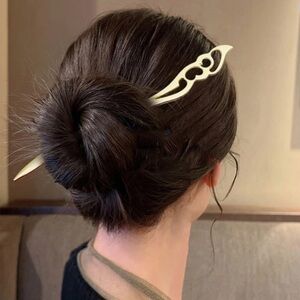 Vintage Carved Blossom Brass Japanese Hairpin 6”